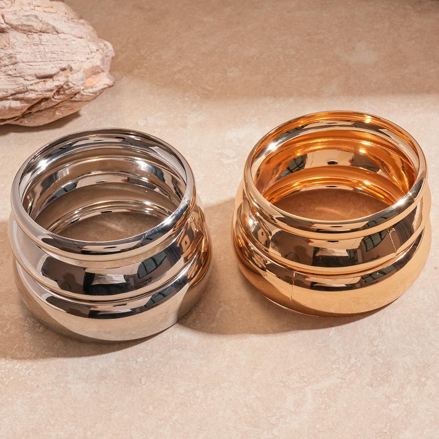 3-piece Set of Heavy Industry Metal Smooth Geometric Circle Bracelet Exaggerated, Simple and Advanced