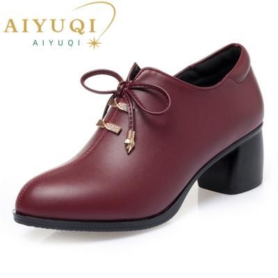 Frauen Mode Schuhe Aus Echtem Leder Neue Mid-ferse Frauen Frühling Schuhe Formale Tragen Business Große Größe Frauen Kleid Schuhe