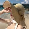 Strand Strohhüte Mode Breiter Rand UPF 50+ UV Sonnenschutz Outdoor Reisekappen Lässig Damen Faltbar Übergroß Visierhut