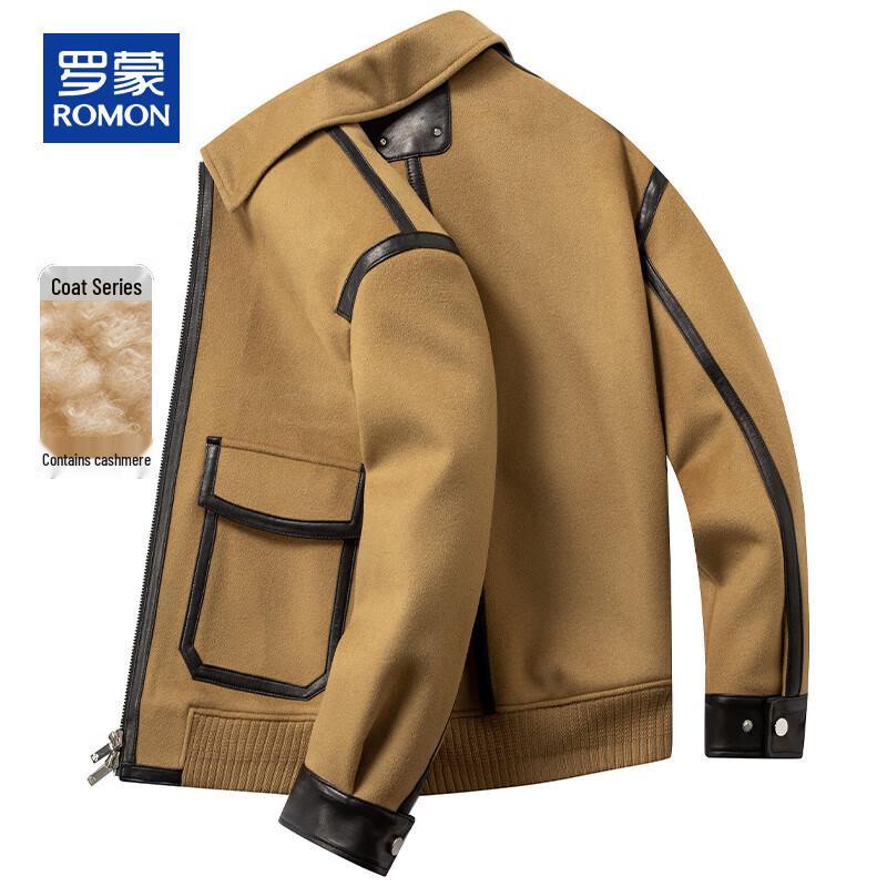 ROMON Men's Luxury Cashmere Wool Blend Short Coat