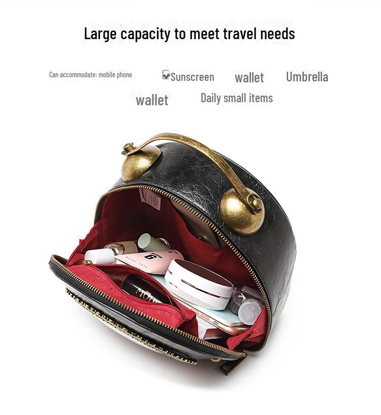 Retro PU Shoulder & Crossbody Handbag with AA Battery-Powered Walking Clock (Women's Bag D002#)