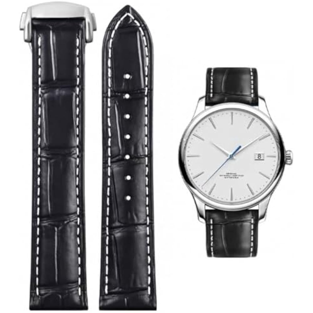 [Nywing] Watch Band Omega Strap Omega 19mm 20mm 21mm 22mm D Buckle Genuine Leather Crocodile Patt...