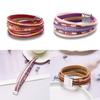 Bohemian Fashion Leather Wristband With Multistrand Woven Design For Gift