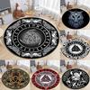 Viking Inspired Round Rug with Norse Symbols and Celtic Patterns Floor Mat for Nordic Decor Adding Mystic Ancient Charm