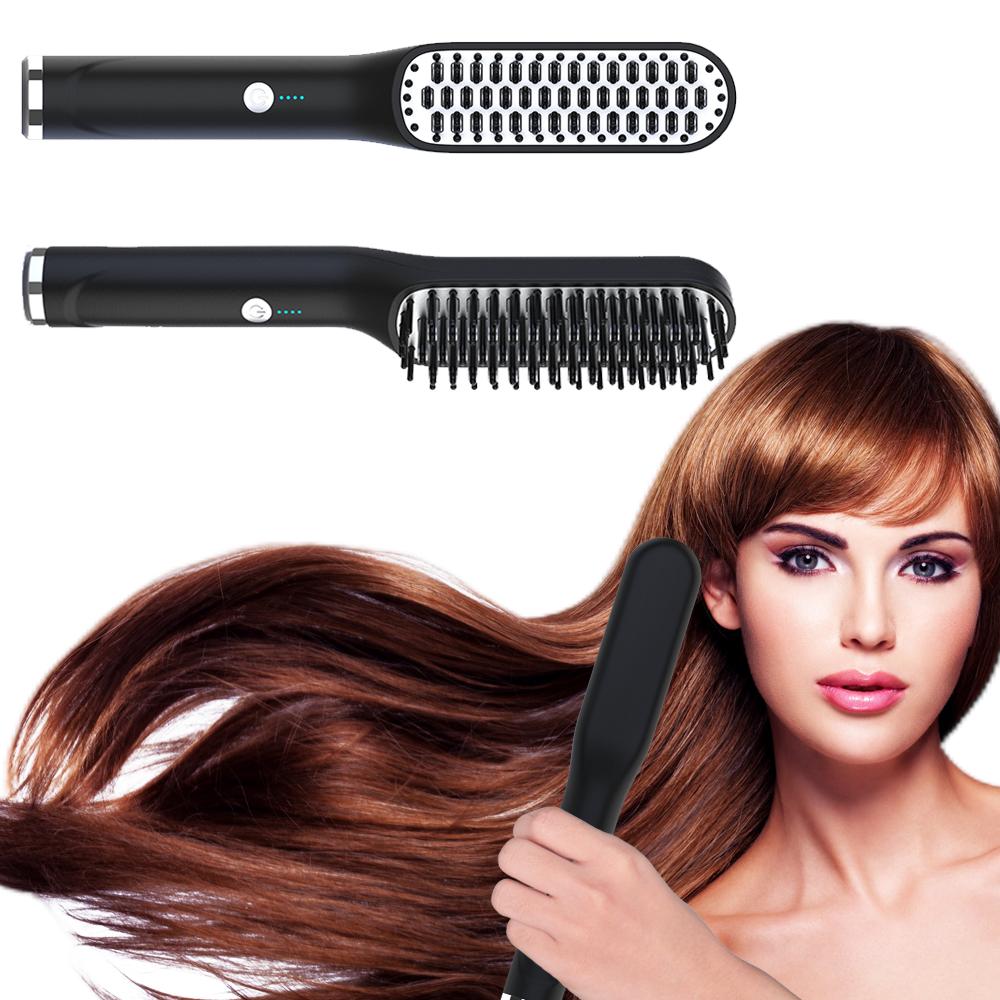 

Straightening Comb & Styling Brush, 30s Fast Heat Up, 3 Temp Settings,Anti-Scald Teeth, 360° Swivel Cord, for All Hair Types, Beard Styling