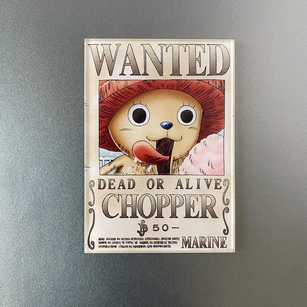 Kreativní magnet s plakátem Wanted z One Piece - Anime Kreslená Dekorace na ledničku & Samolepka na vzkazy