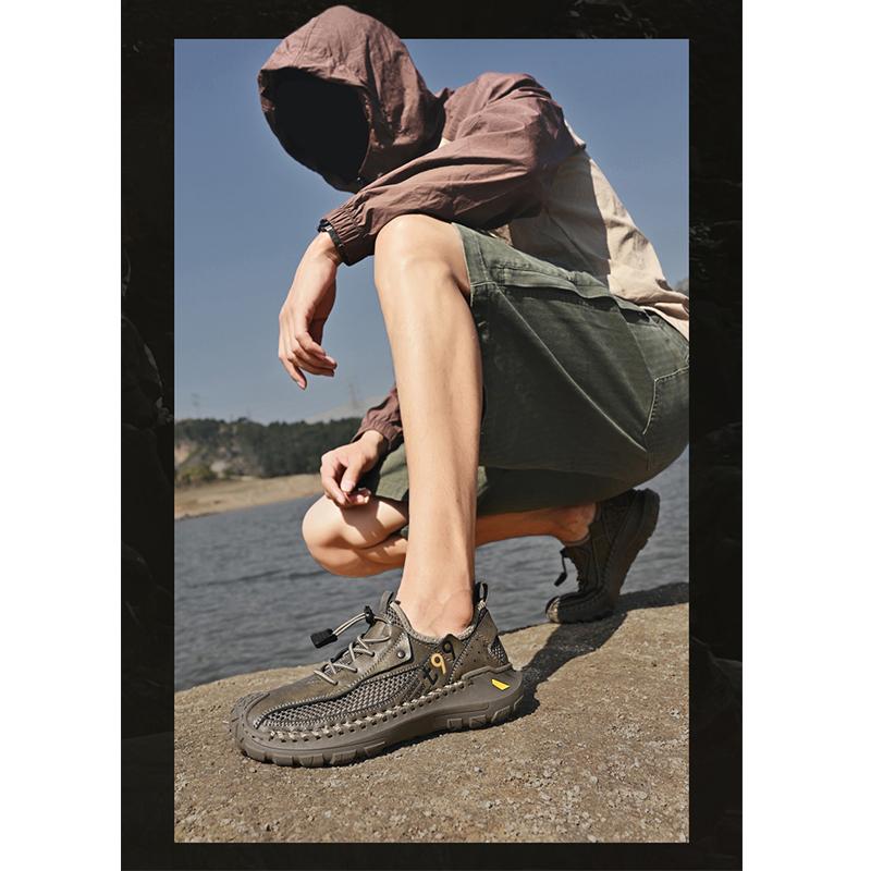 Men's Outdoor Mesh Hiking Shoes Breathable Non-slip Quick-dry Wading Shoes for Summer Trekking Walking Fishing Water Sneakers