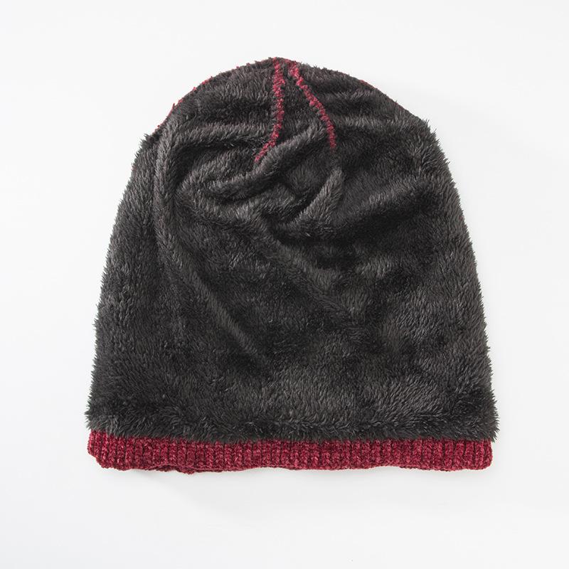 Zimní dvouvrstvý plyšový zahuštěný dámský žinylkový pulovr venkovní pletená čepice