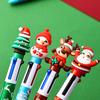 Random 5pcs Cartoon Christmas Pens 4in1 Retractable Colored Ballpoint Pen Xmas Gel Pen for Party Gifts School Office Supply
