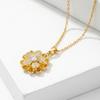 Spinnable CZ Sunflower Pendant Necklace for Women, Gold Plated Stainless Steel Lip Chain, Anti Anxiety Fidget Jewelry