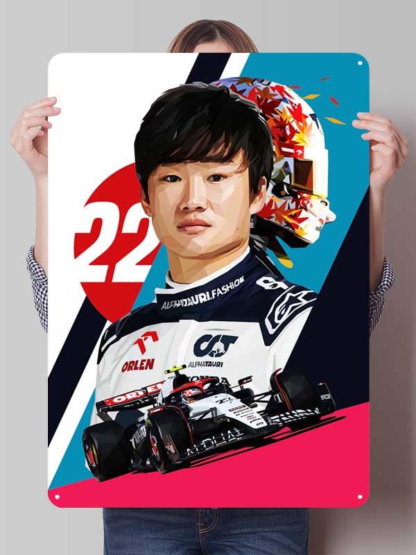 Yuki Tsunoda Racer Posters F1 Racing Metal Signs Decor for Room Decoration Custom Tin Plates for Wall Art Decoration Retro Home