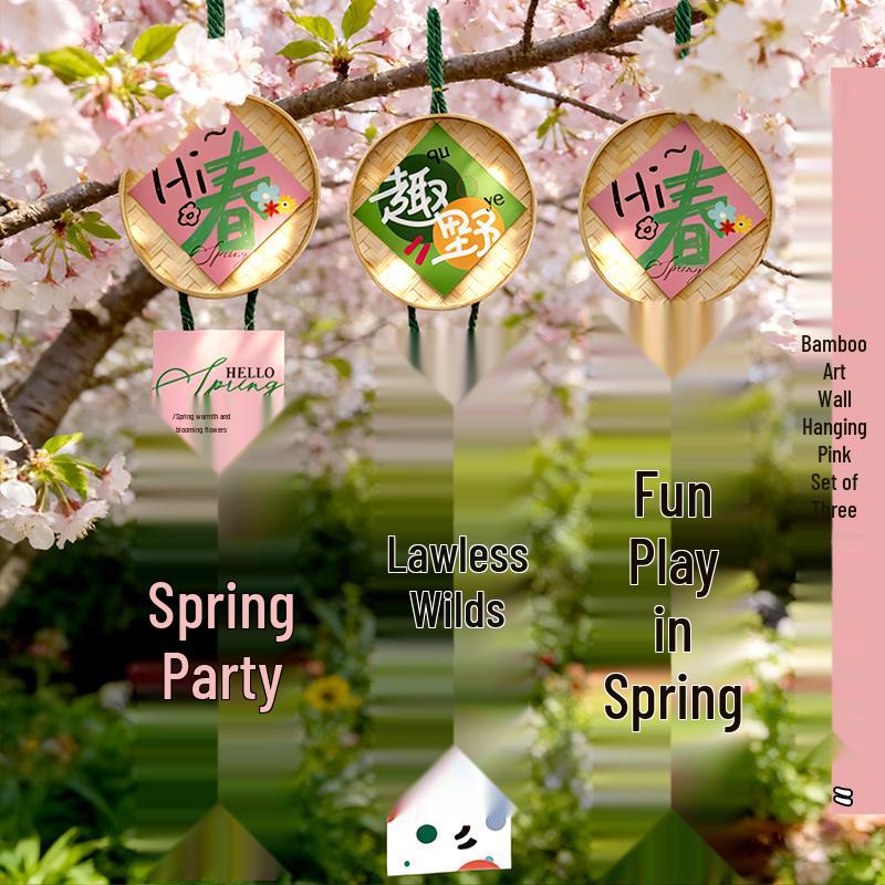 Spring Scene Green Lantern Decor Set for Mall Lobbies, Outdoor Tourism, and Photography Backdrops