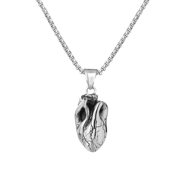 Creative Hipster Personality Heart Necklace, Street Men'S And Women'S Human Organs Titanium Steel Pendant Chain Dancing With Jewelry
