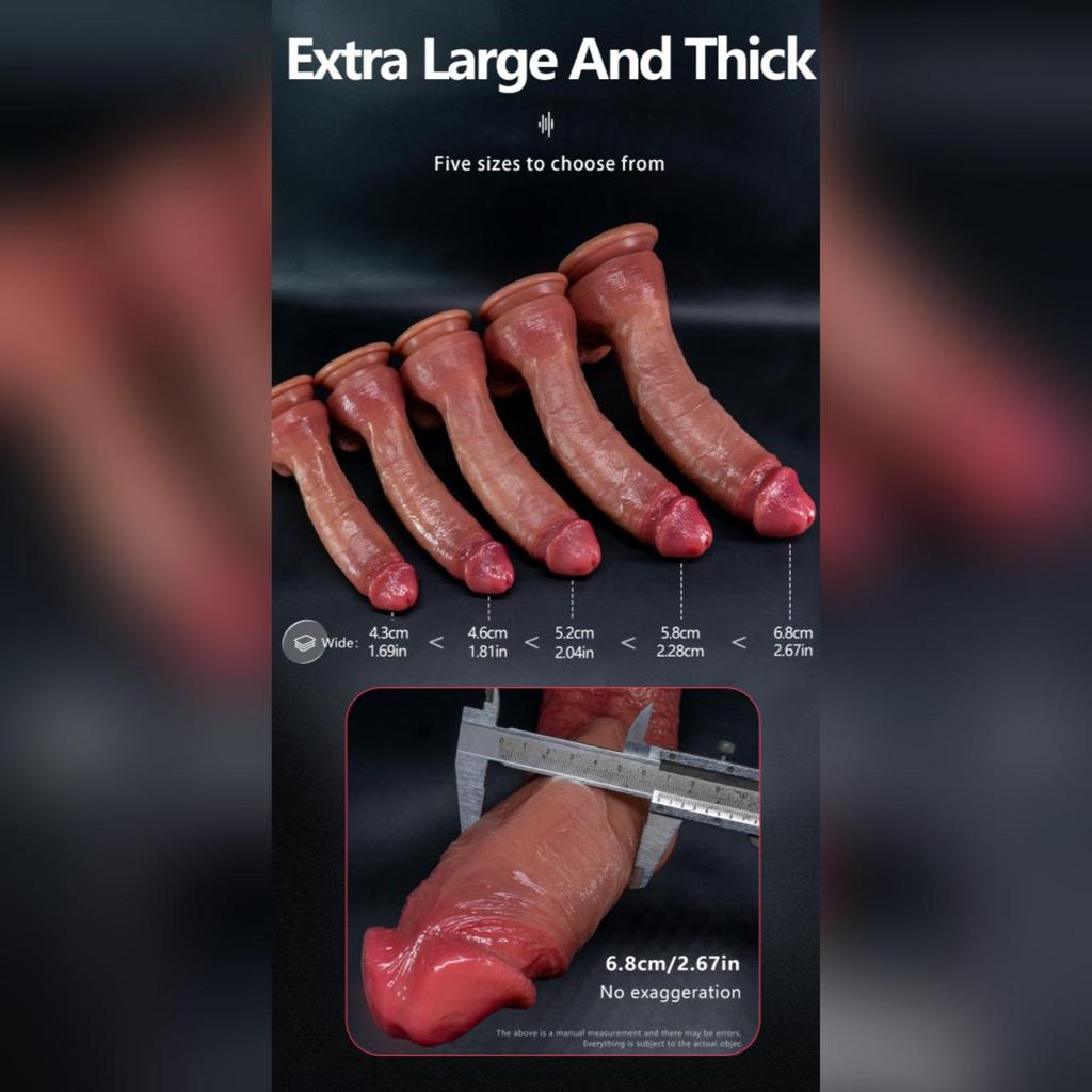 Dildo-XXL 33cm Realistic Soft Liquid Silicone Dildo with Veins,5 Sizes Super Huge Thick Phallus for Women&Men,Strong Suction Cup,Flexible G-Spot Toy