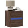 VidaXL Wall-mounted Bedside Tables with LED Lights 2 Pcs Brown Oak, Floating Bedside Table, Phone Holder, 3307974