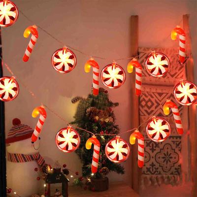 1pc 10/20/30 LED Red Walking Stick And Candy String Lights Fairy Atmosphere Hanging Lamp Battery Powered Suitable For Home Decor