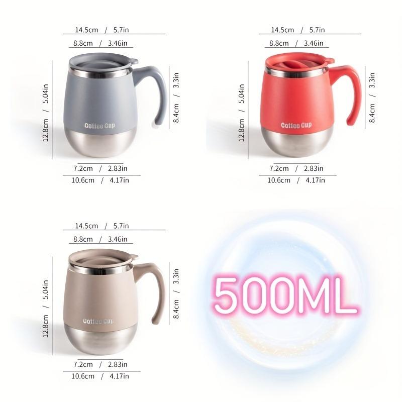 Cană de cafea din oțel inoxidabil cu izolație termică prin vid, 500 ml, cu capac, cană termică cu perete dublu pentru băuturi calde și reci - Cadou ideal pentru uz casnic