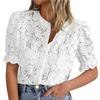 Women's Summer Lace Short Sleeves Casual Shirt Button Up Shirt Top