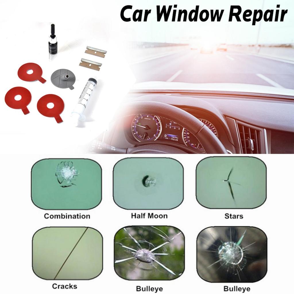 Car Windshield Repair Kit, Car Glass Repair Tool, Windshield Stepping Stone Repair Kit, Diys,