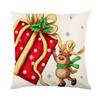 Linen Christmas Pillow Cover Striped Santa Print Home Sofa Cushion Cover Pillow Cover