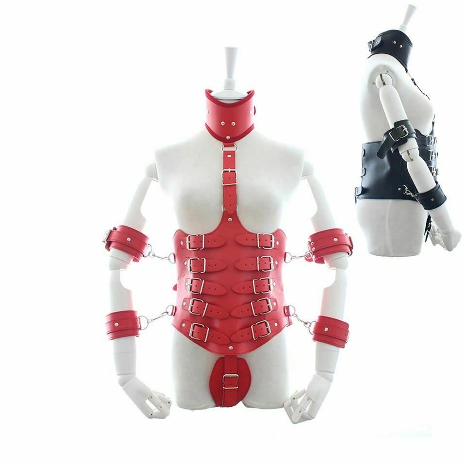 Leather  Corset Restraints Clothes Kink Fetish Collar Cuffs Body Harness