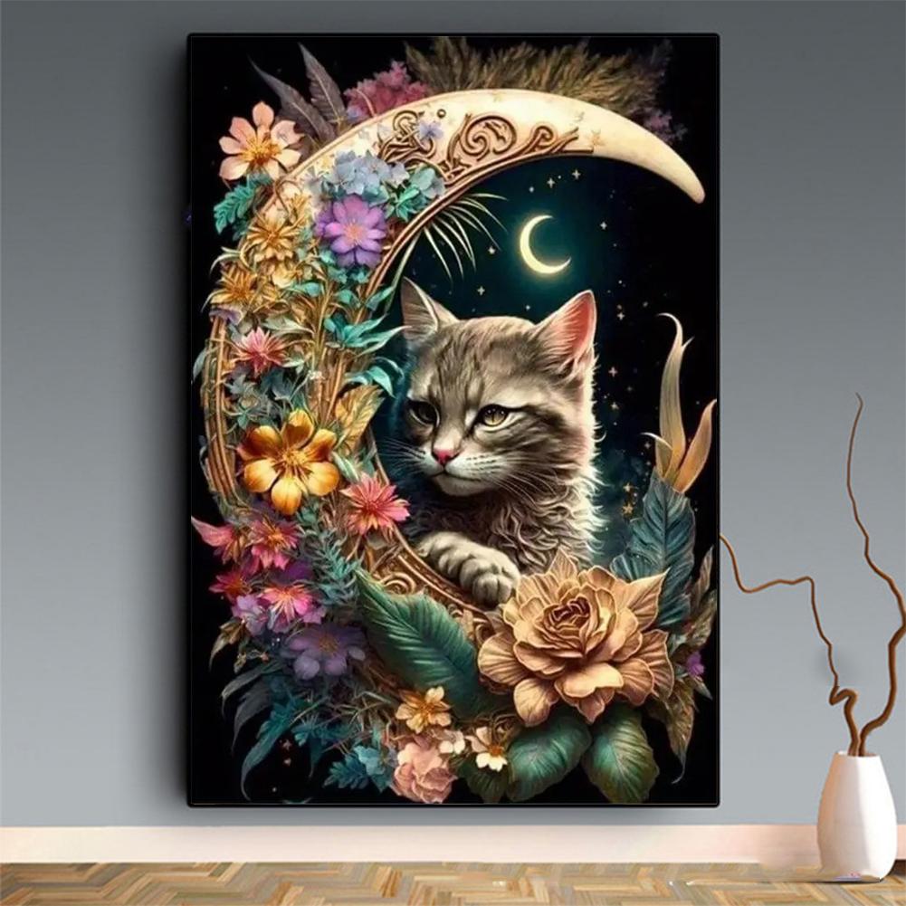 Full Diamond Embroidery Diy 5D "Animal Cat Moon" Rhinestone Pictures Decor Room Full Home Drill O4W0
