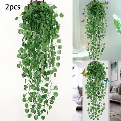 2Pc 90Cm Artificial Hanging Plant Greenery Vine Leaf Garland Begonia Leaf Rattan