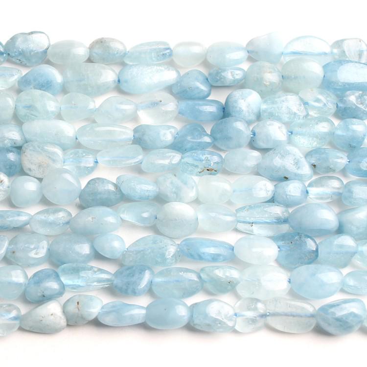 6-8mm Natural Irregular Genuine Aquamarine Stone Beads for Jewelry Making 15'' Loose Beads