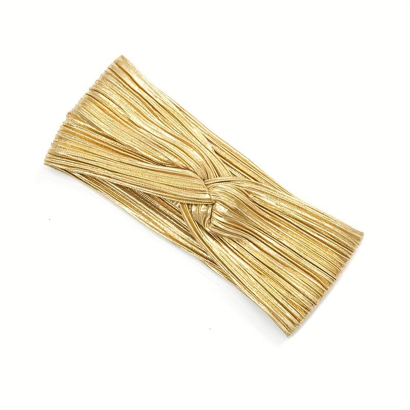 

1 Set of Easy Metal Color Creased Cross Headband | Lady-like Elegance Head Accessory, Style золотистий