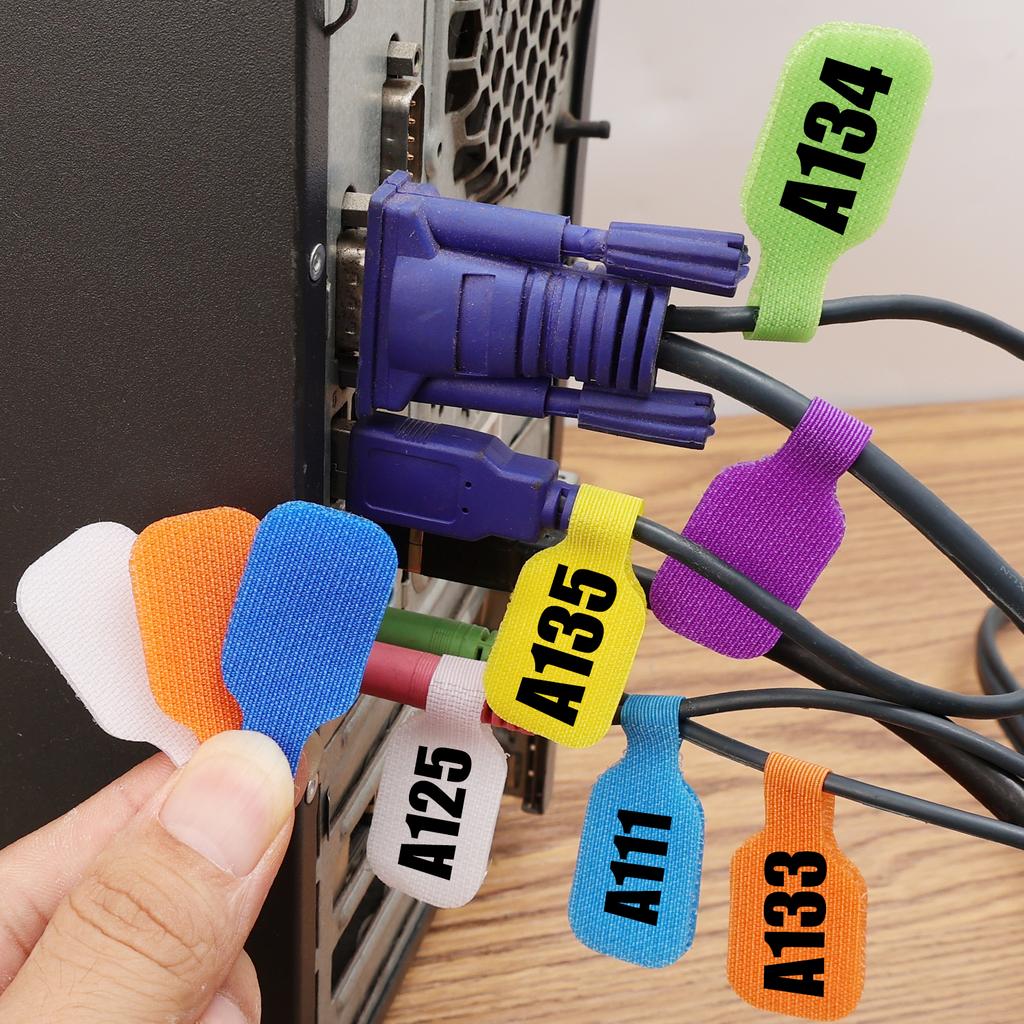 5-50Pcs Nylon Charging Data Cable Labels Strap Hook Loop Writable Wire Label For Electrical Line Organize Cord Office Cable Winder