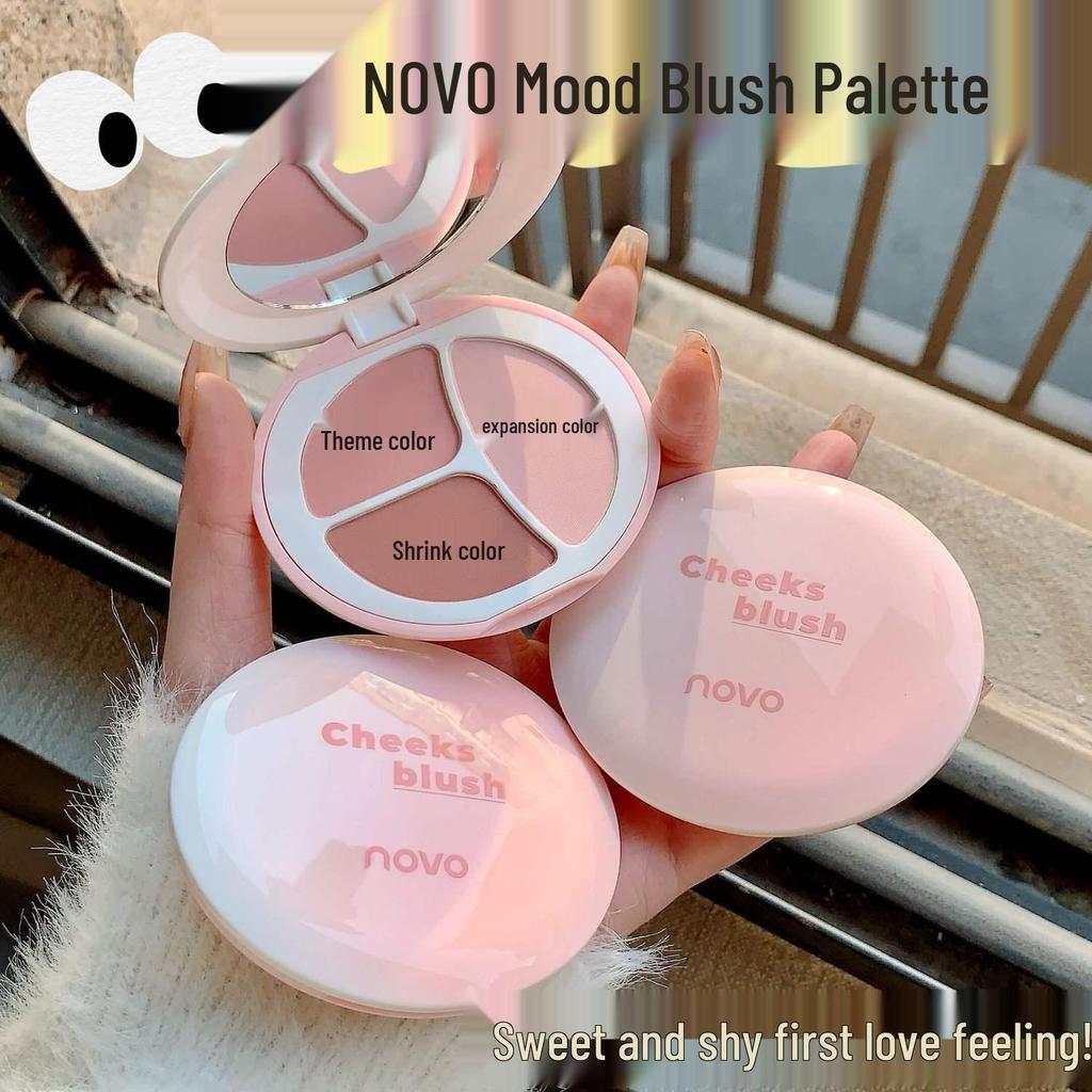 NOVO Three-in-One Blush Palette: Matte, Highlight, Nude - Student Edition.