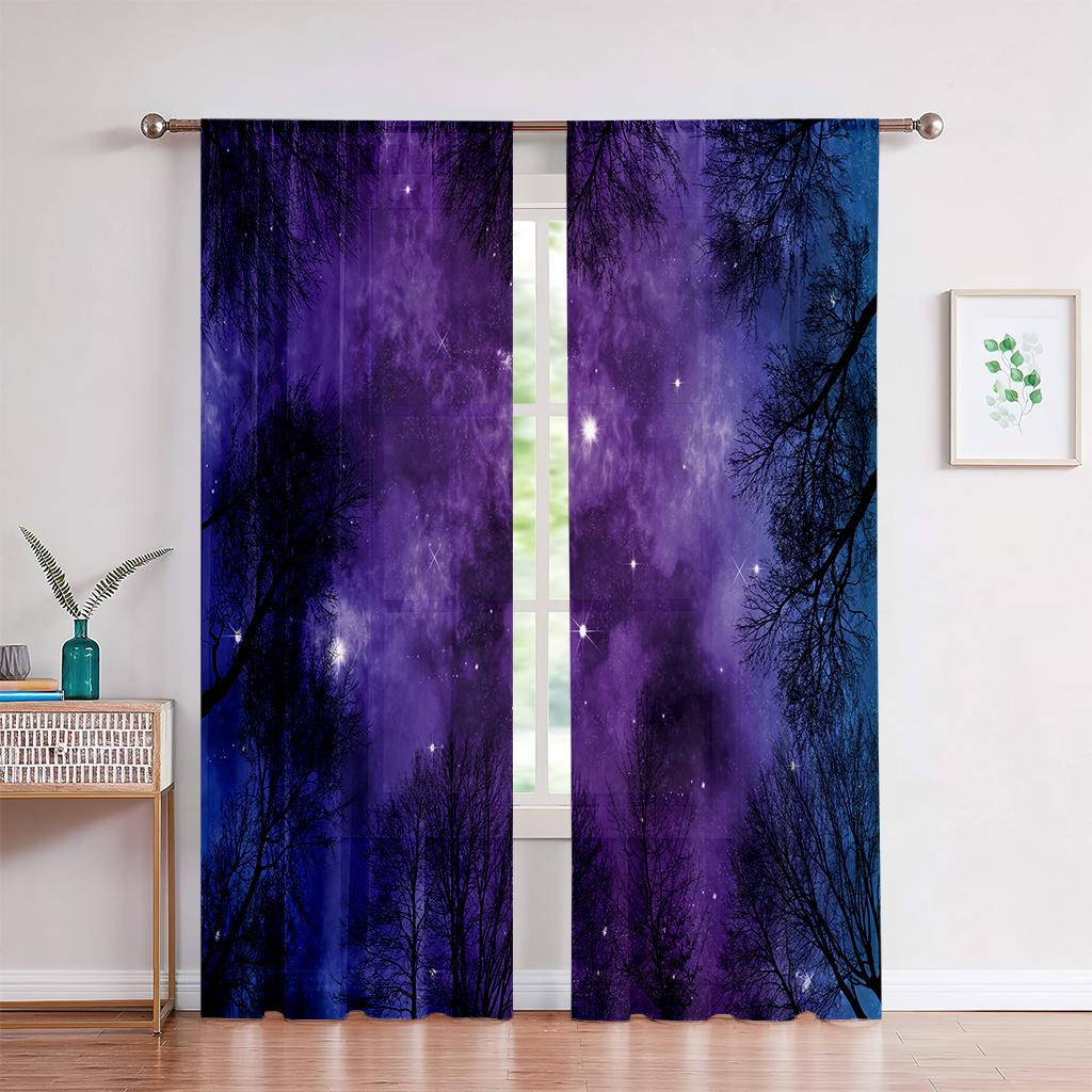 Verträumter Universum Sternenhimmel 3D-gedruckter Vorhang für Schlafzimmer, Wohnzimmer, Arbeitszimmer, dekorativer Vorhang, leicht zu waschen und zu pflegen, 2 Stück