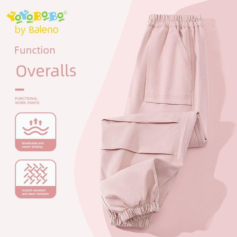 Baleno Kids Ybb Series Girls Pants Spring and Autumn Style 12-Year-Old Girls Pink Cargo Pants Children s Cuffed Pants Pink/Solid Color 110