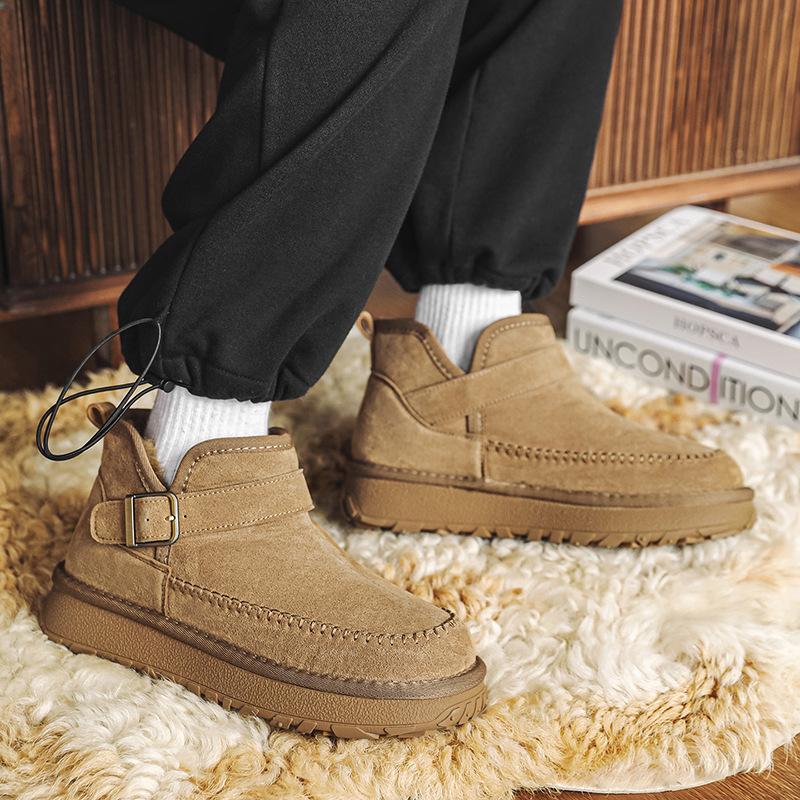 Winter New Buckle Snow Boots Piled and Thickened Warm Trendy Cotton Shoes Thick-soled Cold-resistant Bread Shoes