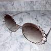 Used FENDI round sunglasses with crystals Emiri Aizawa also wears sunglasses glasses rhinestones