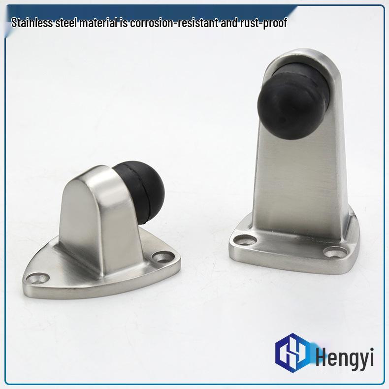 304 Stainless Steel Triangle Door Stopper with Anti-Collision Rubber for Bathroom and Room Doors