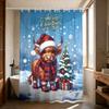 1pc Christmas Highland Cow Print Waterproof Shower Curtain Partition Privacy Hanging Curtain with 12 Hooks Multiple Sizes