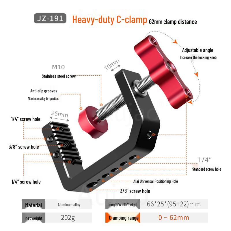 

Heavy-Duty C-Clamp Phone Holder & Camera Ball Head Fixture