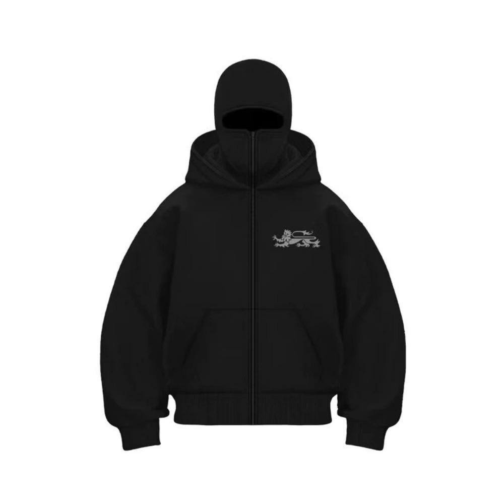 

Мужская толстовка с капюшоном и маской, с принтом, кардиган на молнии, уличная толстовка, свитшот, осень и зима XXXL