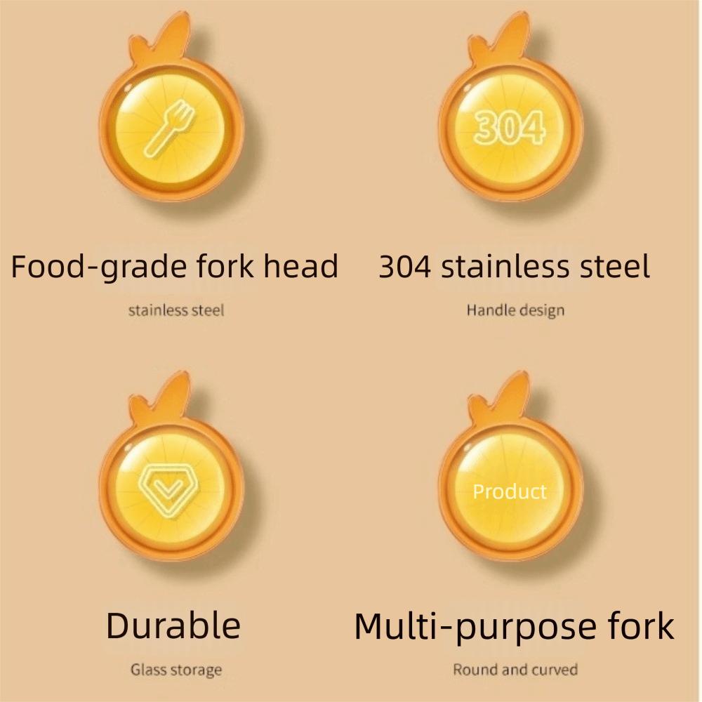 Stainless Steel Fruit Fork Set with Stand Cake Fork Creative Food Picks  Dessert