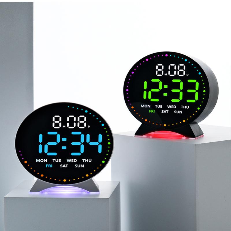 Personalized Jmping Seconds Display Electronic Led Alarm Clock Desktop Ambient Light Decor Usb Table Clock With Auto Dimmming