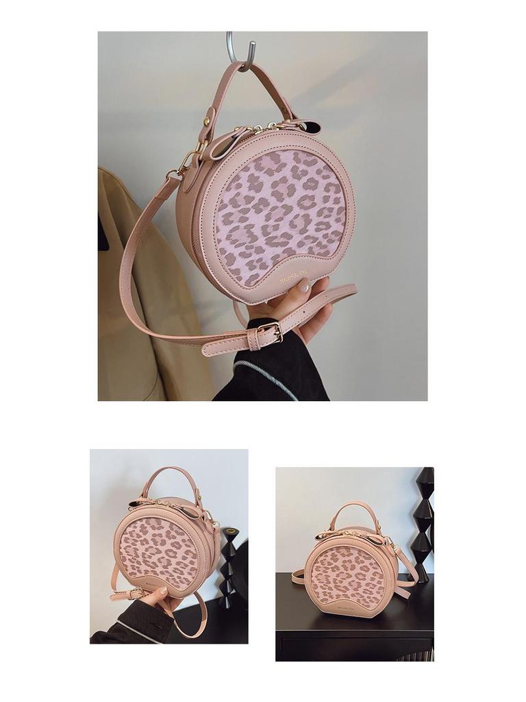 2025 Leopard Print Single Shoulder Crossbody: Women's Retro Round Handbag In Celebrity Fashion