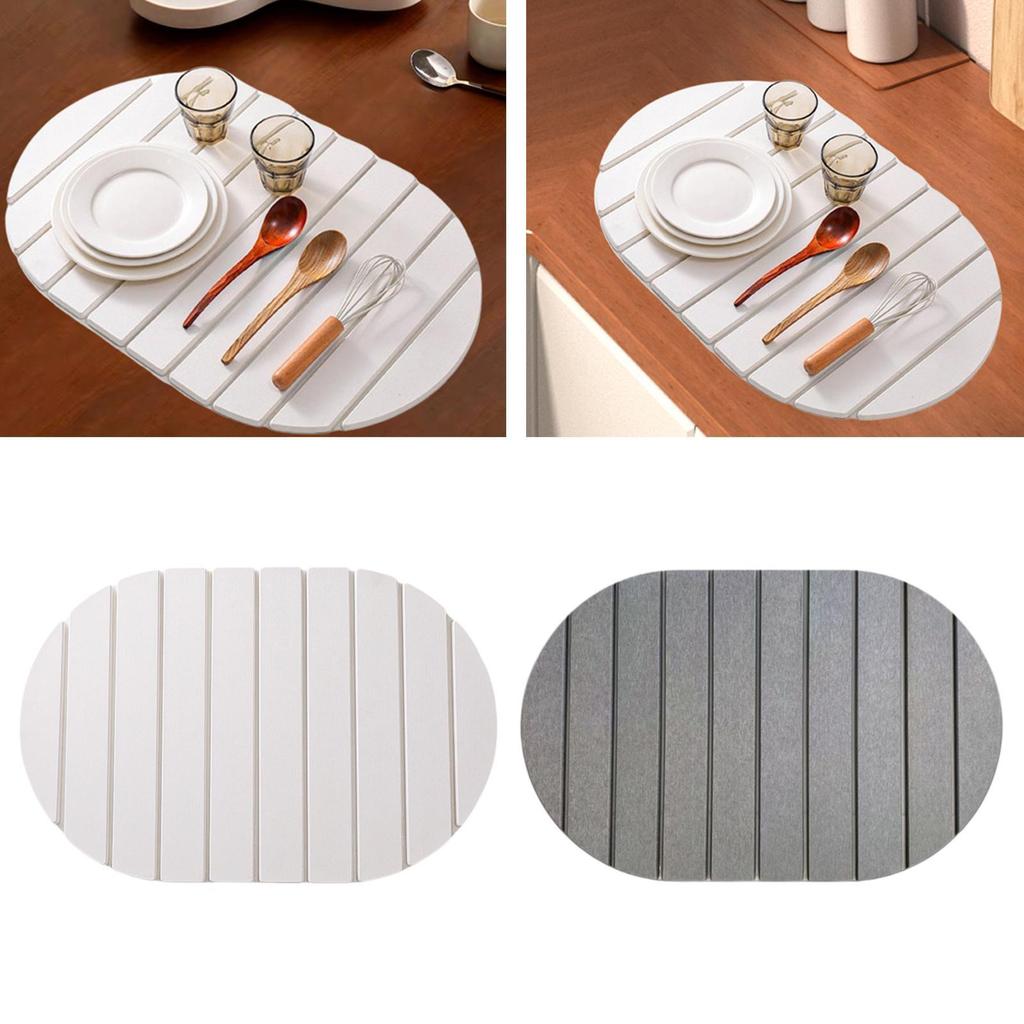 Stone Dish Drying Mat Collapsible Dish Drainer Pad for Kitchen Countertop Pans Kitchen Accessories Tableware Coffee Station