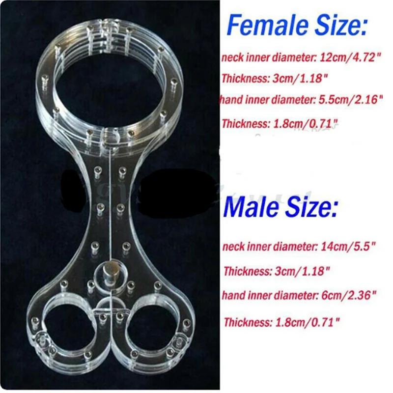 Manette di Cristallo Poni al Collo Gabbia di Restrizione Manetta Poni al Collo Bondage Collare al Collo Bloccabile Giocattoli Sessuali per Uomini Donne
