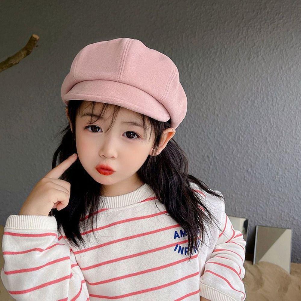 Asymmetrische achteckige Mütze Y2K Kinder Schiebermütze Vintage Kinder Baskenmütze Mütze Jungen