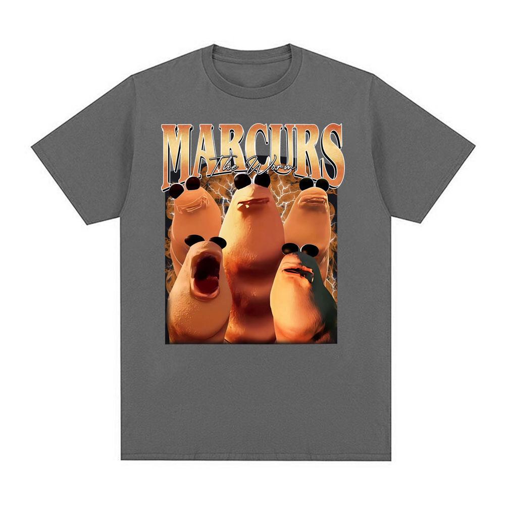 Funny Marcus The Worm Meme T-shirt Unisex Fashion Cartoon Vintage T-shirts Men's Casual 100% Cotton Oversized T Shirt Streetwear