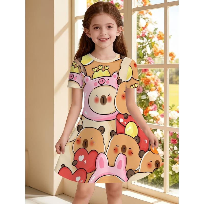 

Dress for girls Fashion Capybara Children Clothes Summer Girls Clothes Comfortable 110