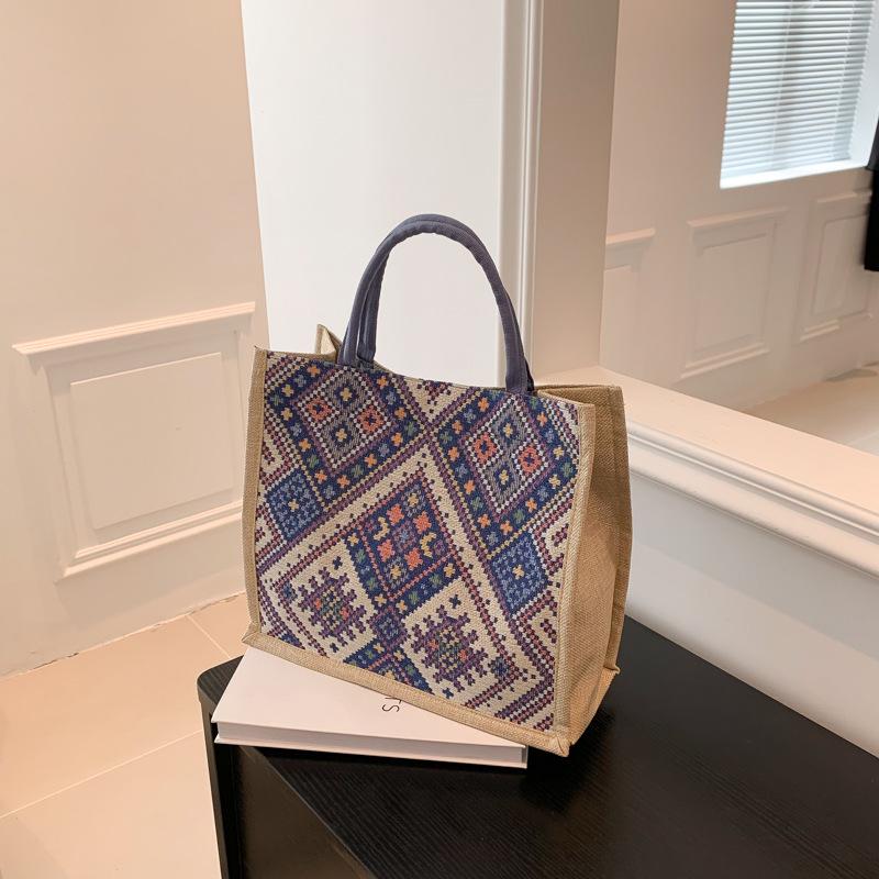 2023 Summer Ethnic Cotton Linen Tote: Stylish, Versatile, Trendy Jacquard Women's Bag