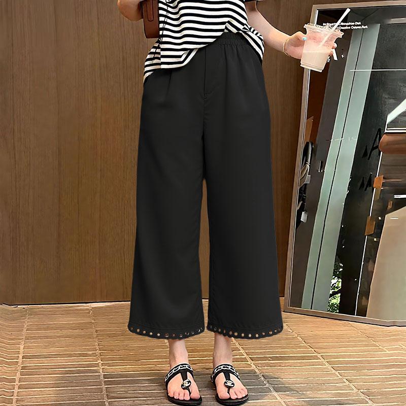 

ZANZEA Womens Summer Elastic Waist Loose Casual Croppe Pants S чорний