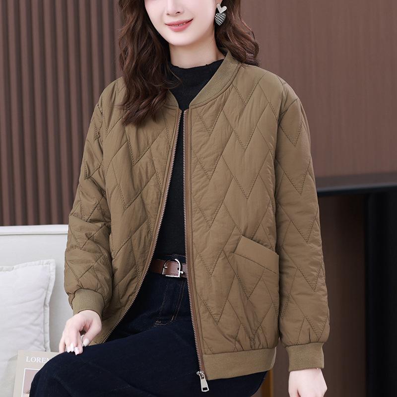 

Women s Lightweight Quilted Cotton Jacket - Early Winter 2024 Short Baseball Style M